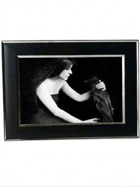 Wiccan gift witch with raven vintage photography black and white framed Photo